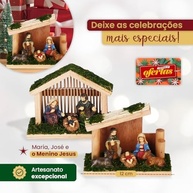 Presépio Natalino de Madeira com Manjedoura em Resina - Decoração Tradicional e Elegante para o Natal - imagem 4