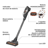 BLACK+DECKER Aspirador de Pó Vertical 2 em 1 Powerseries com Autosense BHFEA18D1 - Bivolt - imagem 4