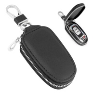 Protetor de chaveiro de carro de couro PU elegante com zíper e chaveiro, capa universal para chave de carro para carro SUV - imagem 1