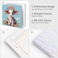 Natuyalo Kit de Pintura por Números emoldurado - Tela com Vaca e Flores, DIY para Adultos, Presente Ideal - imagem 5
