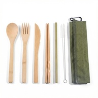 Conjunto de Utensílios de Viagem Portátil com Estojo Azul Celeste - Garfo, Faca, Colher, Pauzinhos, Canudo e Acessórios - imagem 1