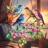 Decoração de Parede em Acrílico com Design de Pássaros e Flores - 18cm, Ideal para Janelas e Jardins - imagem 5