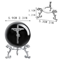 Bola de Cristal 3D com Cruz de Jesus - 60mm, Decoração Religiosa Elegante com Suporte - imagem 3