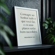 Quadro Decorativo Provérbios 16:3 - Moldura Bíblica com Frase Inspiradora de Fé e Esperança - imagem 2