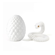 Serpente Branca Luminosa em 3D - Cobra Articulada com Ovo Decorativo para Escritório e Casa - imagem 1