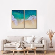 Quadro Decorativo Paisagem Praia Maré Alta Belas Ondas | 60x90cm | Madeira com Vidro - imagem 3