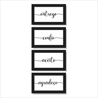 Kit com 4 Quadros Decorativos Entrego Confio Agradeço - Modernize sua Sala ou Quarto com Frases Inspiradoras - imagem 4