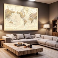 Quadro Mapa Mundi 40x60cm: Decore Sua Sala ou Quarto com Estilo Global - imagem 5