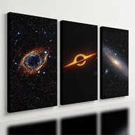 Kit 3 Quadros Galaxia Planeta Astronauta Universo em MDF Tratado 40x28cm - Decore com Estilo Cósmico - imagem 2