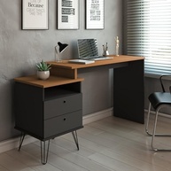Escrivaninha Industrial com Regulagem de Tamanho | Design Moderno com Pés de Metal e 2 Gavetas - imagem 2