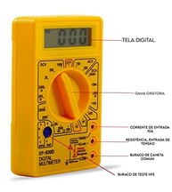 Multímetro Digital Profissional Portátil Corrente Ac + Dc Tensão 200M~600V Bateria 9V Teste com Bipe - imagem 3