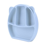 Baby Plate Silicone Azul - Prato Dividido 3 Compartimentos com Colher e Garfo para Bebês - imagem 3