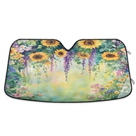 Para-Brisa Aquarela Girassóis com Proteção UV - Capa Térmica Dobrável para Carros - imagem 2