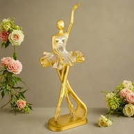 Escultura Bailarina Dourada em Resina - Estátua Decorativa para Sala e Quarto com Glitter - imagem 3