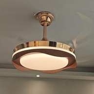 Ventilador de Teto Retrátil Woodline Dourado Madeira Disoma 78W com LED Multicolor | Controle Remoto | Silencioso | Bivolt - imagem 4