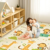 Tapete Infantil Emborrachado Dobrável 2x1,5m - Tatame Dupla Face 6mm com Estampa Educativa Safari e Cidade - imagem 3