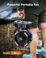 Ventilador ColdSky 20000mAh com Motores Duplos, 8 Velocidades, 4 LEDs e Controle Remoto - Ideal para Acampamento e Emergências - imagem 3