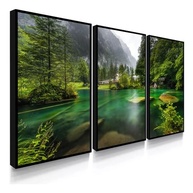 Kit 3 Quadros Decorativos com Paisagens de Natureza - Cachoeira e Praia | 60x40 cm | Sem Furos na Parede - imagem 2