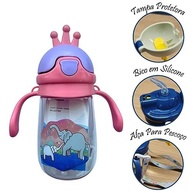 Garrafa com Alça Infantil 350ml Elefante - Canudo com Botão e Cordão para Pendurar - imagem 5