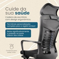 Cadeira de Escritório Ergonômica com Encosto Alto em Tela e Apoio para Braços Ajustável - Design Moderno Preto - imagem 4