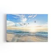 Quadro Canvas 60x40cm com Paisagem de Praia e Pássaros - Decore com Estilo Natural - imagem 2
