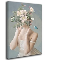 Quadro Decorativo Tela Grande - Arte Moderna com Silhueta e Borboletas | Decoração para Sala, Escritório e Espaço de Massagem - imagem 2