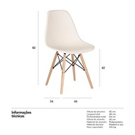 Cadeira Charles Eames Eiffel DSW - Design Moderno com Pés de Madeira Clara e Assento em Polipropileno - imagem 3