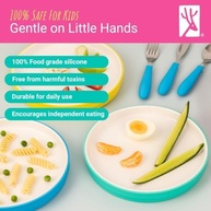 Pratos Infantis de Porcelana com Mangas de Silicone - Seguros, Antiderrapantes e Elegantes - imagem 4