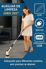 Esfregão Elétrico Giratório 9 em 1 com Escovas Multiuso - Limpeza Profunda Sem Fio para Pisos, Banheiro e Carro - imagem 3