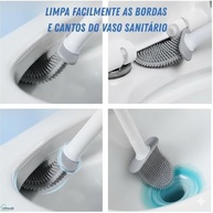 Escova Sanitária com Suporte de Parede em Silicone e Plástico - 36x8cm - imagem 4