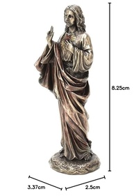 Estátua Sagrado Coração de Jesus em Resina com Acabamento Bronze - 21 cm - imagem 3