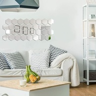 Adesivos de Parede Espelhados Hexagonais 3D em Acrílico com Fita Dupla Face - Decoração Moderna e Elegante - imagem 2