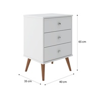 Conjunto de 2 Mesas de Cabeceira Mix com 3 Gavetas – Design Moderno em Branco - imagem 4