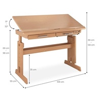Escrivaninha Olivia em Madeira Maciça - Mesa de Desenho Ajustável com 2 Gavetas - imagem 4