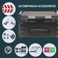 Bau de Moto 60L Universal em Alumínio Preto: Leve 2 Capacetes com Segurança e Estilo! - imagem 3