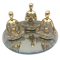 Trio Decorativo Yoga com Espelho - Estátuas de Meditação em Resina para Ambientes Zen - imagem 3