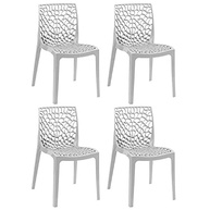 Cadeiras Gruvyer - Kit com 4 Unidades em Polipropileno com Encosto Moderno para Sala, Cozinha, Varanda e Jardim - Cinza Claro - imagem 2