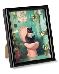 Pôster Engraçado Gato no Vaso - Arte de Parede para Banheiro com Estética Moderna - imagem 2