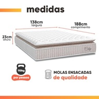 Cama Box Colchão Casal com Molas Ensacadas City Pillow Top 138x188cm - Conforto Premium com Estilo - imagem 5