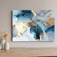 Quadro Decorativo Abstrato Azul Mármore 130x90cm - Transforme seu Espaço com Arte Moderna - imagem 5