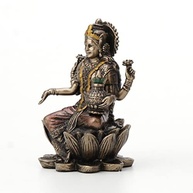 Estátua Lakshmi em Resina com Acabamento Bronze - 9,5 cm | Decoração Espiritual Detalhada - imagem 3