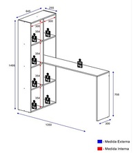 Escrivaninha com Estante Lateral Multimóveis Branco – Mesa de Estudo Moderna com 5 Prateleiras para Home Office - imagem 4