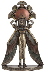 Estátua de Arte de Parede Sekhmet - Deusa Egípcia com Asas | Escultura em Bronze com Detalhes Foscos - imagem 1