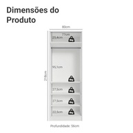 Guarda-roupa Neo 2P com 4 Prateleiras e Cabideiro Branco - Organize seu quarto com estilo - imagem 2