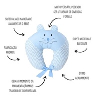 Almofada de Amamentação com Orelhas e Bordado Infantil - Conforto e Estilo para Mães Modernas - imagem 5