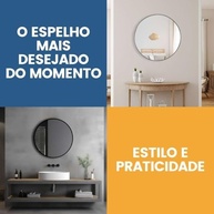 Espelho Redondo Grande 80cm com Moldura Preta – Decore com Estilo e Amplie Ambientes - imagem 5