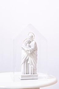 Sagrada Família 27 cm em Pó de Mármore Maciço com Auréola - Escultura Artesanal de Alta Qualidade - imagem 3