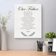 Arte de Parede Cristã Our Father Prayer - Tela 20x25cm com Moldura de Madeira - imagem 5