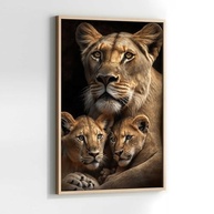 Quadro Decorativo Leoa com 2 Filhotes - Impressão 4K com Moldura, Ideal para Sala, Quarto ou Hall - imagem 4