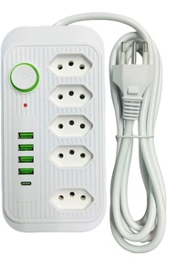 Filtro de Linha Premium: Régua com 5 Tomadas, 4 USB + 1 USB-C e Cabo 1.9m - Branco - imagem 1